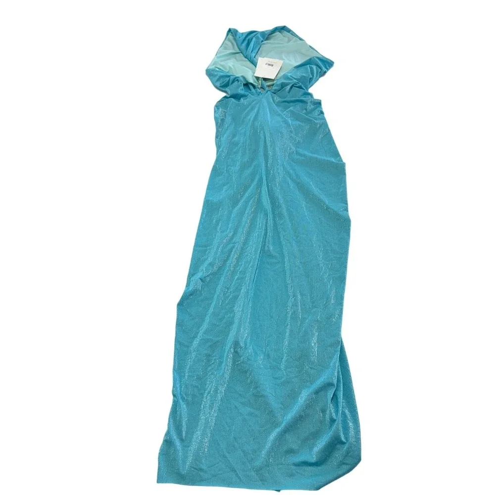 BAOBAB Cover Up Women Large Lazuli Blue Shimmer Miamar One‎ Shoulder Ruched Slit